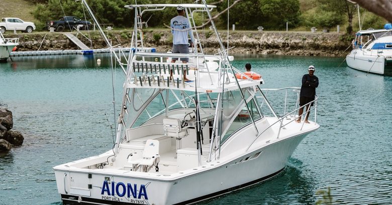 Anglers fishing aboard a Dropcast charter out of Port Vila, Vanuatu