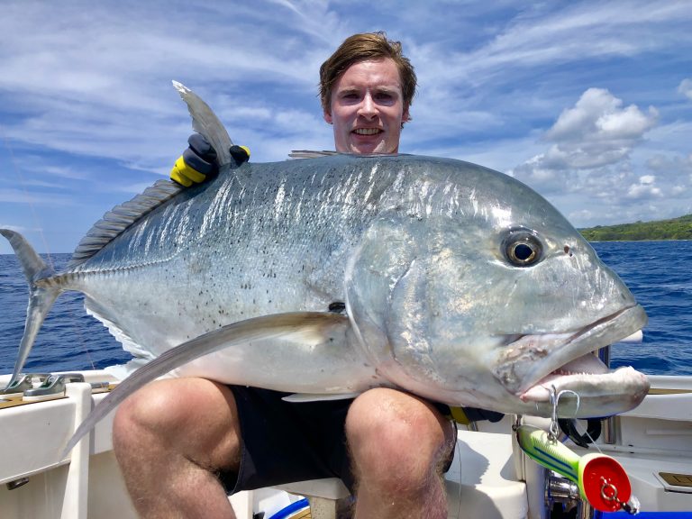 Giant trevally caught on a popper in Vanuatu